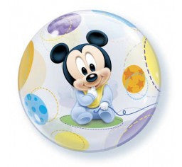 Baby Mickey bubble and 9 helium balloon bouquet