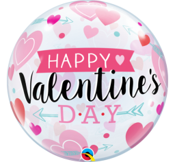 Valentine Bubble and 9 Latex Helium Balloon bouquet arrangement