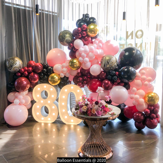 Marie' 80th Birthday Organic Style Balloon Garland