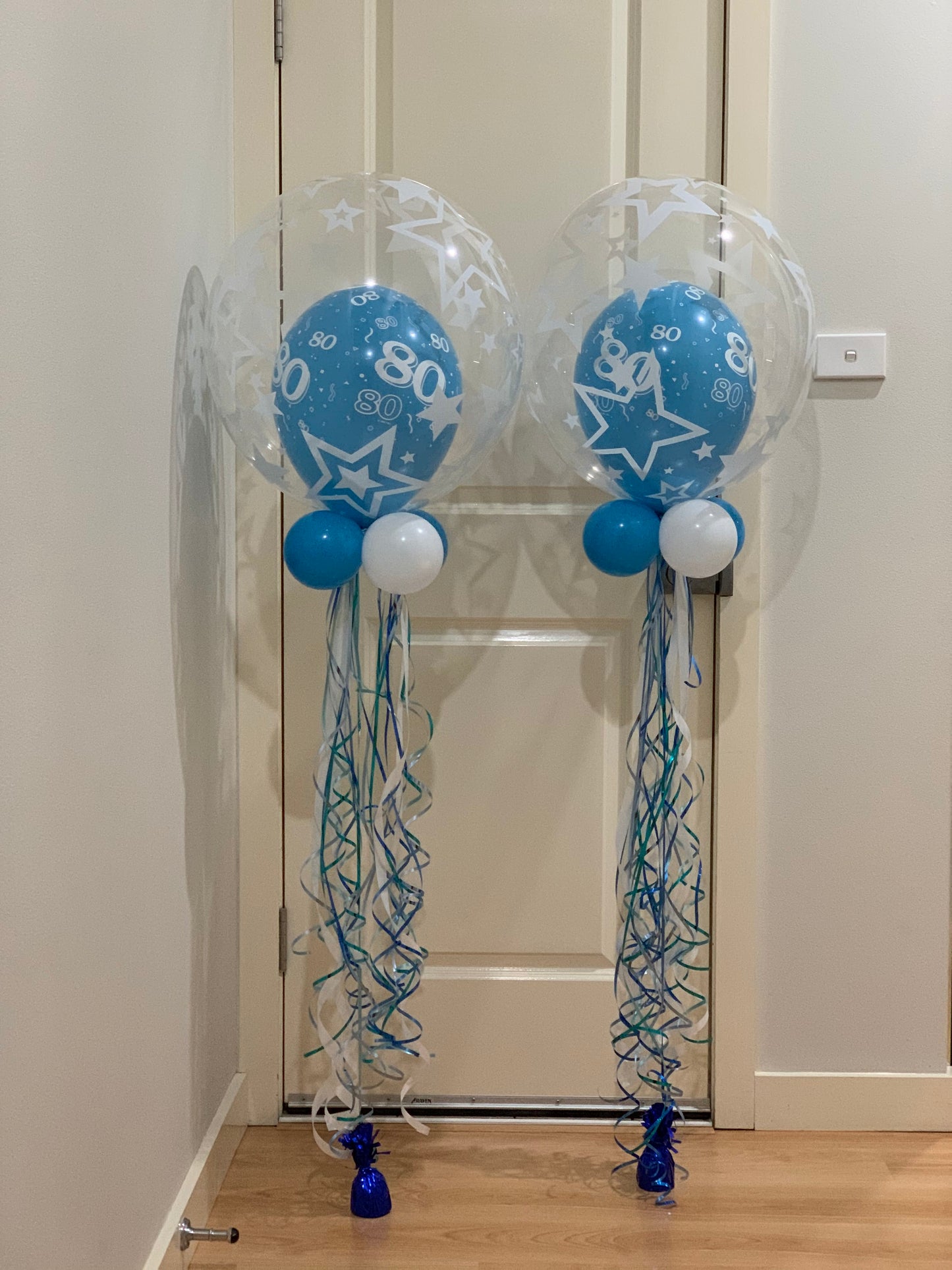 80th Double Bubble Helium Balloon Bouquet
