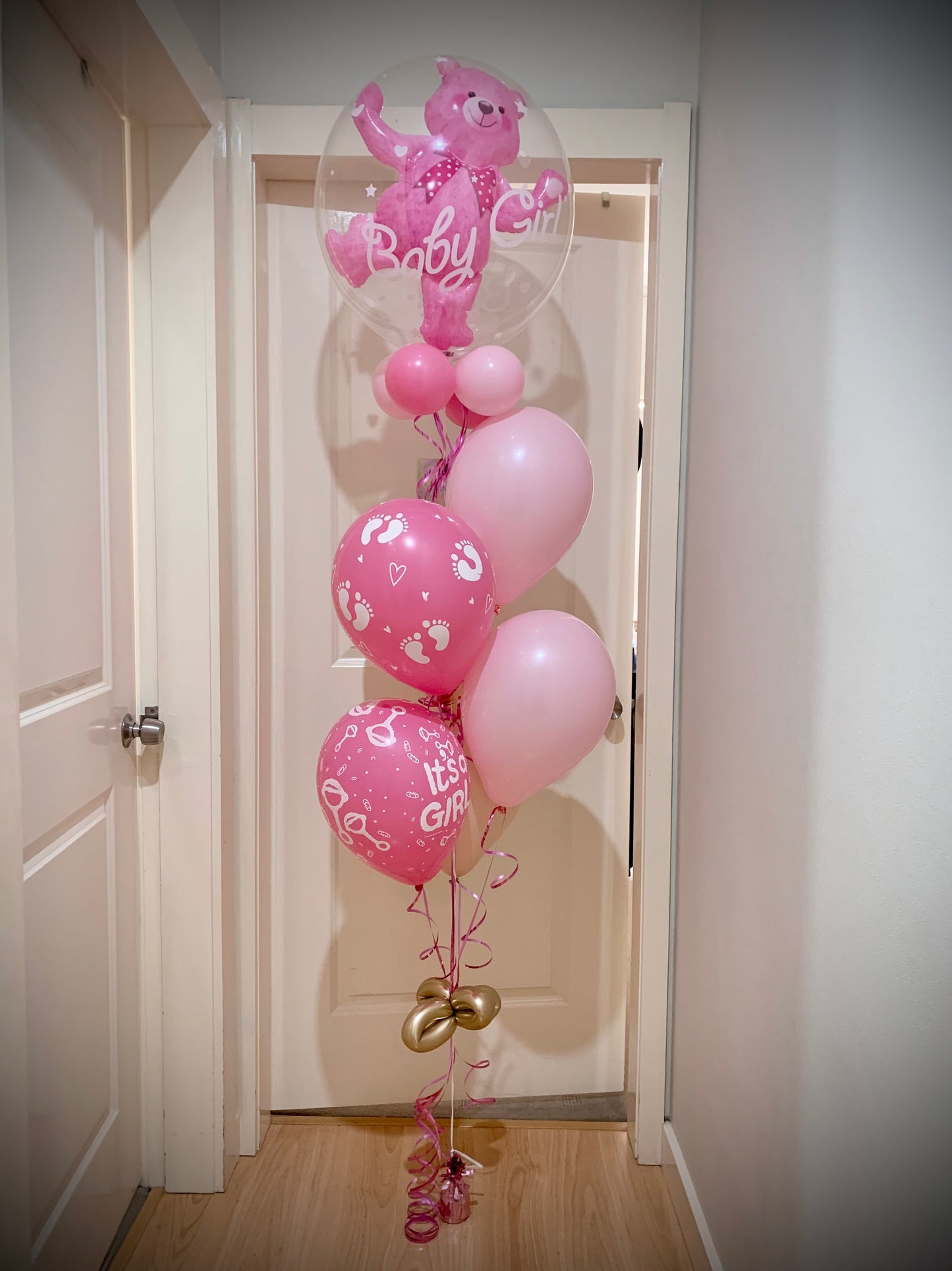 Baby Girl Balloon Bouquets Set Up