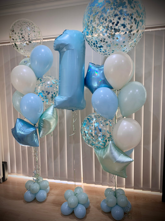 1st Birthday Helium Balloon Set Up
