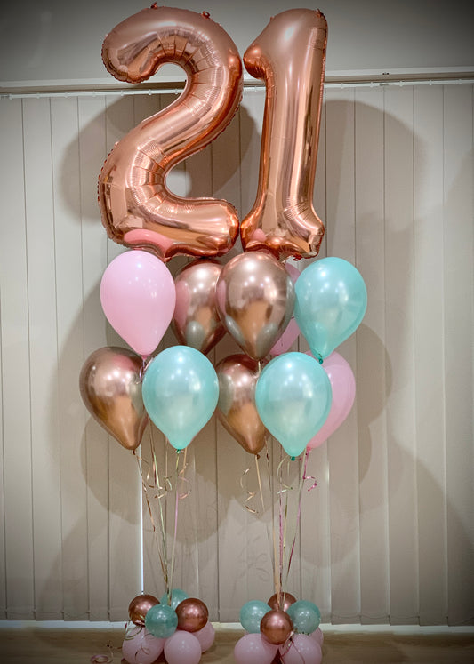 21st Foil Shape Helium Balloons Bouquets