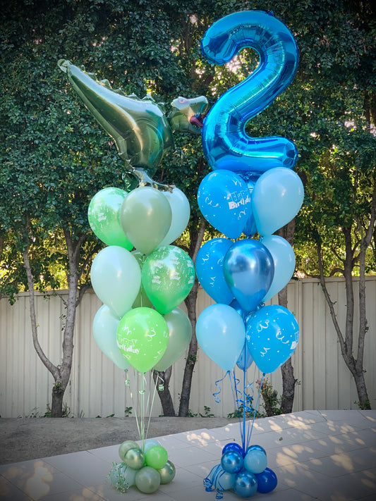 2nd Dinosaur Birthday Helium Balloons Bouquet