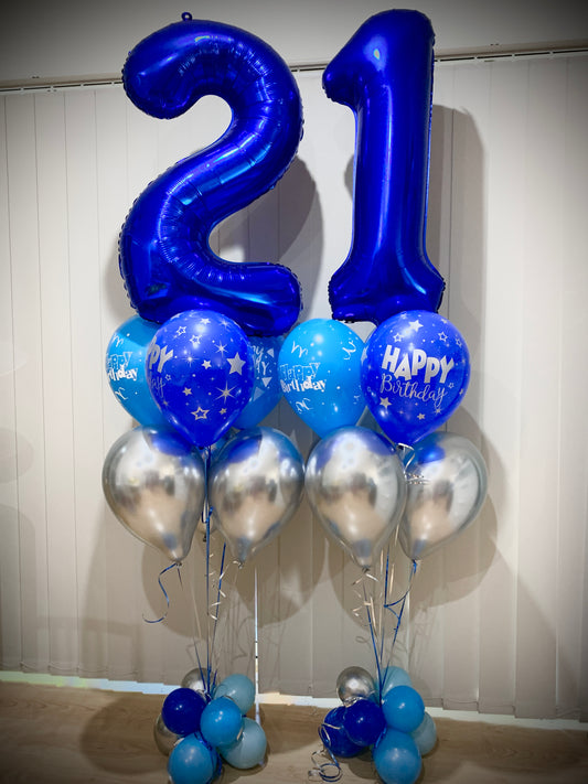 21st Foil Shape Helium Balloons Bouquets