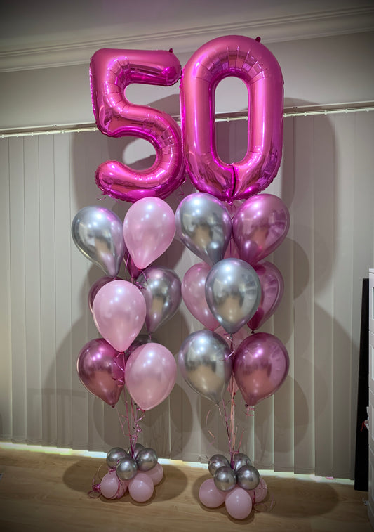 50th Foil Shape Helium Balloons Bouquet