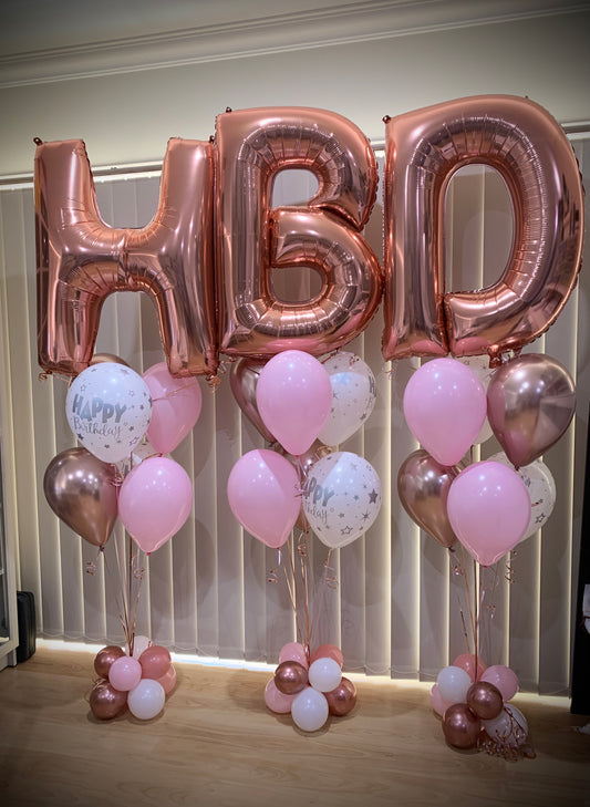 HBD Foil Shape Helium Balloons Bouquets