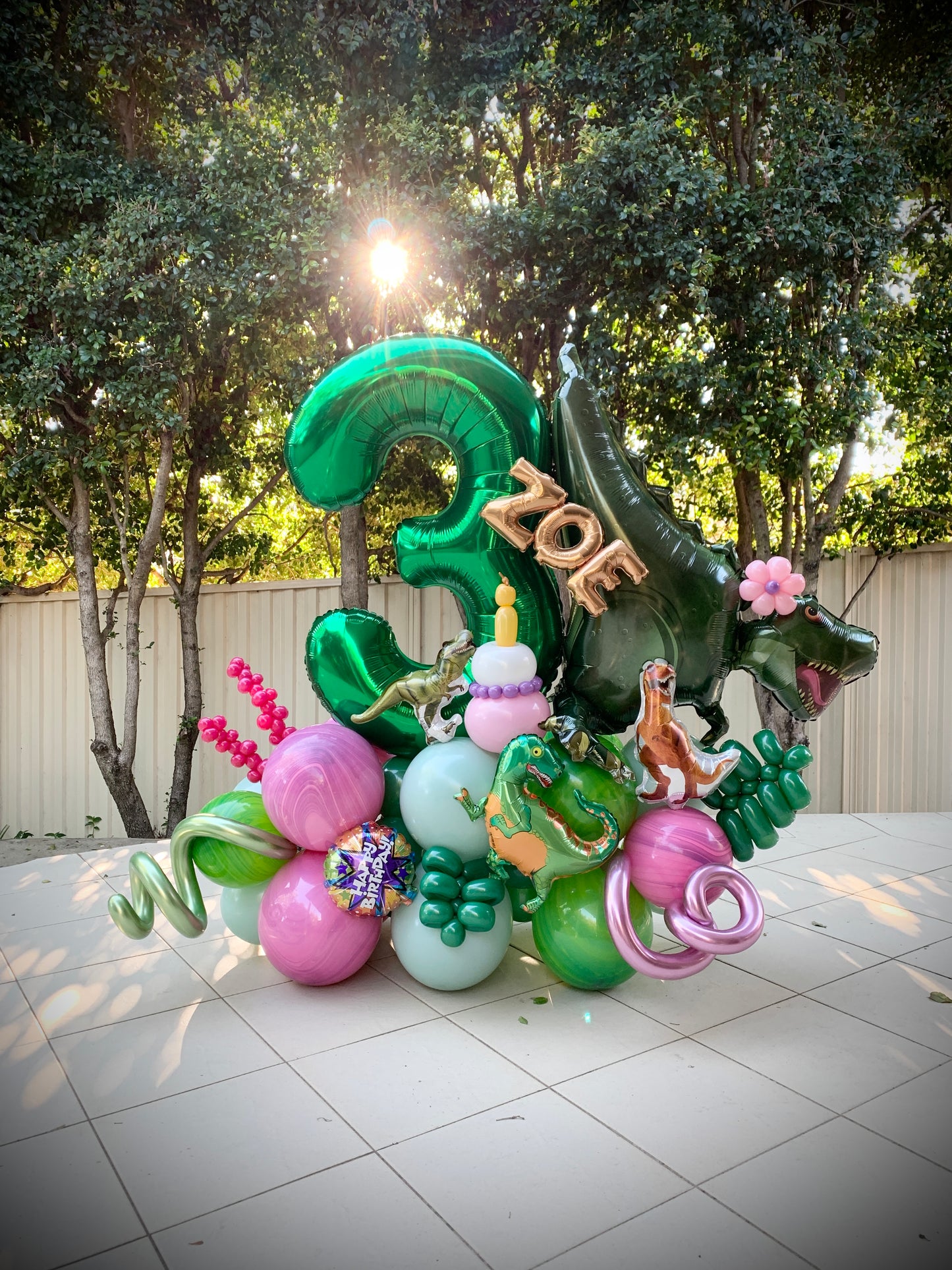 Zoe’s 3rd Girl Dinosaur Balloons Marquee