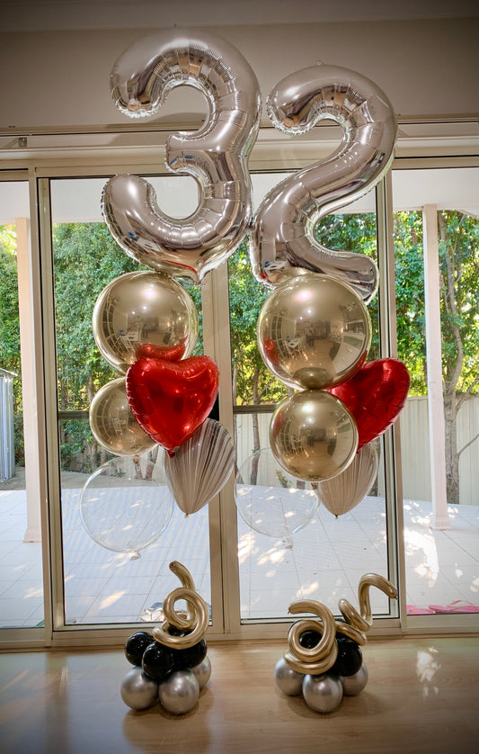32th Foil Shape Helium Balloons Bouquets