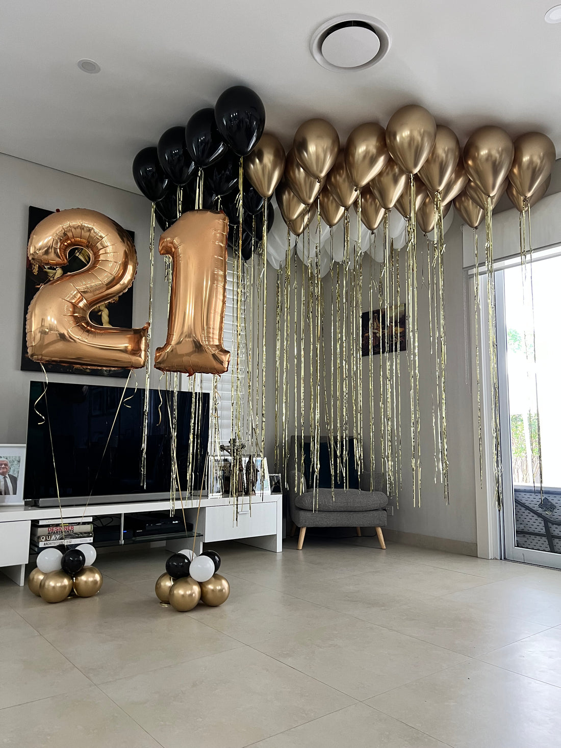 21st Birthday Party Black, Gold & White