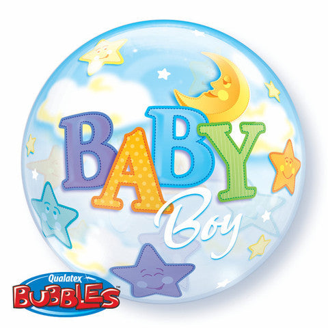 Baby Boy Bubble and 9 Balloon helium Bouquet