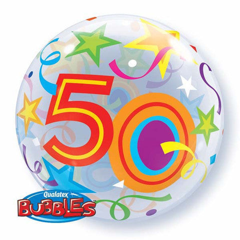 50th Birthday  Bubble and 9 helium Balloon bouquet