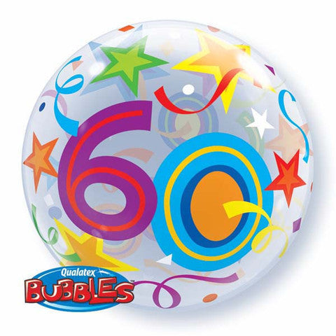 60th  Bubble and 9 helium Balloon bouquet