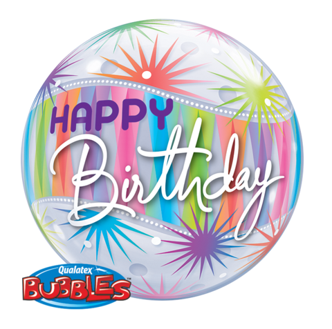 Birthday Star Burst  Bubble and 9 helium balloon bouquet