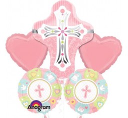 Christening Girl Cross foil shape  helium bouquet