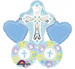 Christening Boy Cross foil shape  helium bouquet