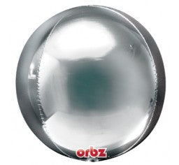 Orbz Silver with 9 latex helium balloon bouquet