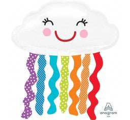 Rainbow cloud foil shape helium balloon bouquet
