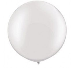 3ft White Round Jumbo Helium Balloon Arrangement