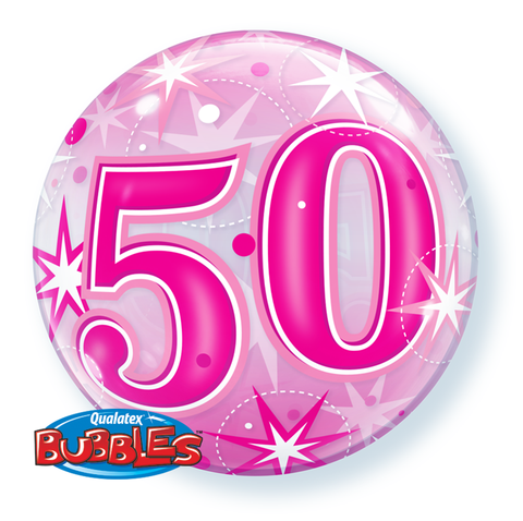 50th Bubble and 9 helium Balloon Bouquet