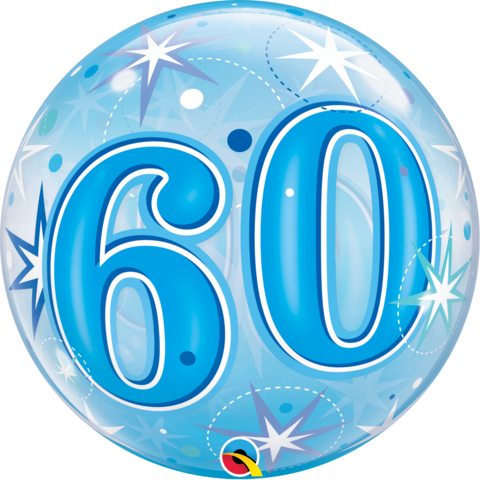 60th Bubble and 9 helium Balloon Bouquet