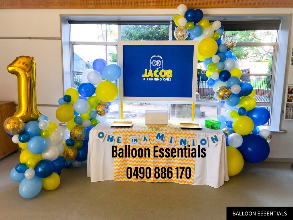 Organic  Balloons Arch - Jacob 1st Birthday Minion Theme Party @North Sydney