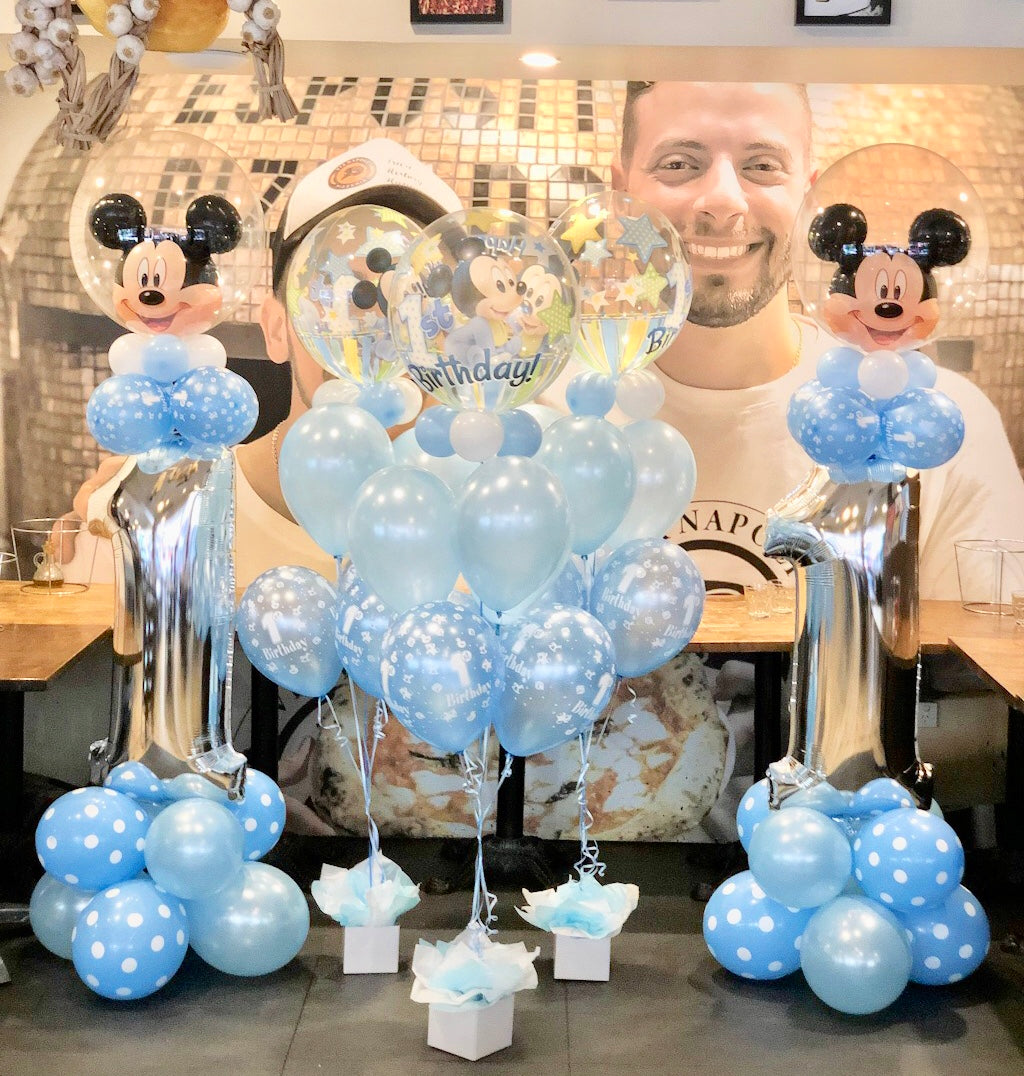 1st Mickey Foil Shape Balloon Bouquets Set Up