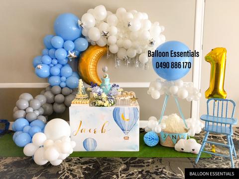 Organic  Balloons Arch - Hot Air Balloon 1st Birthday Party@Bonnyrigg