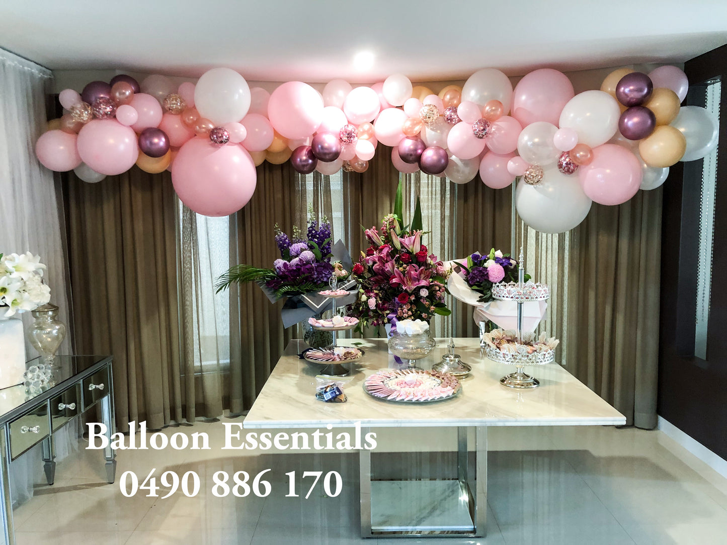 Organic Balloon Ceiling "Welcome Baby Girl"