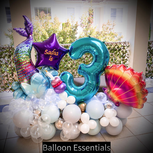 3rd Birthday Mermaid Balloon Marquee