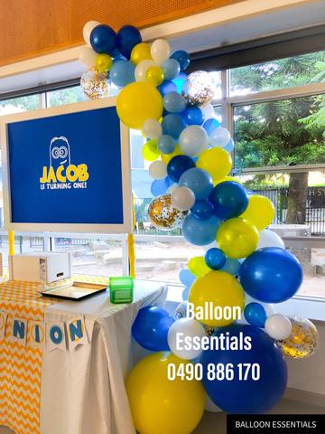 Organic  Balloons Arch - Jacob 1st Birthday Minion Theme Party @North Sydney