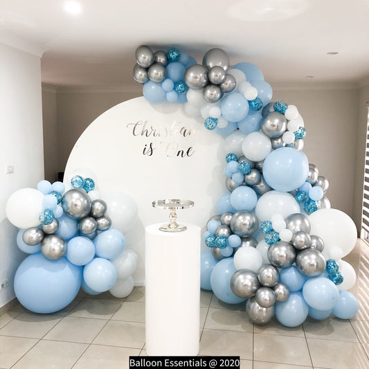 Christopher's 1st Birthday Organic Style Balloon Garland