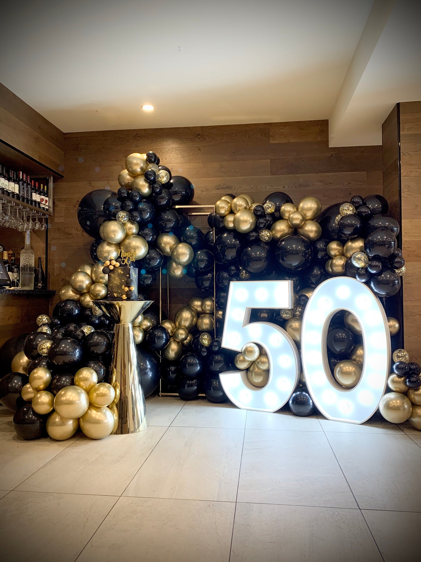 Suprise 50th Birthday Organic Style Balloon Garland