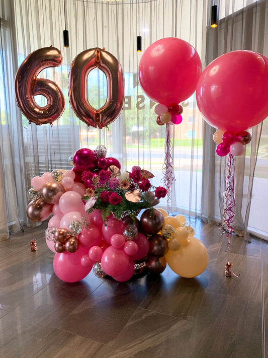 60th Birthday Party Organic Style Balloon Garland