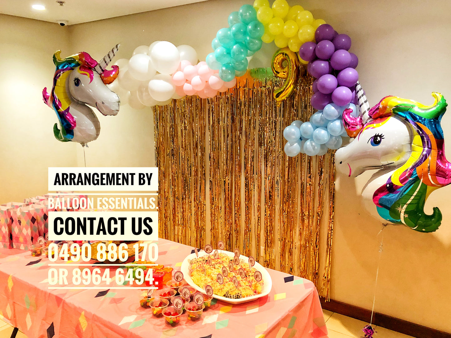 Organic Balloon Arch - 9th Birthday Party Unicorn