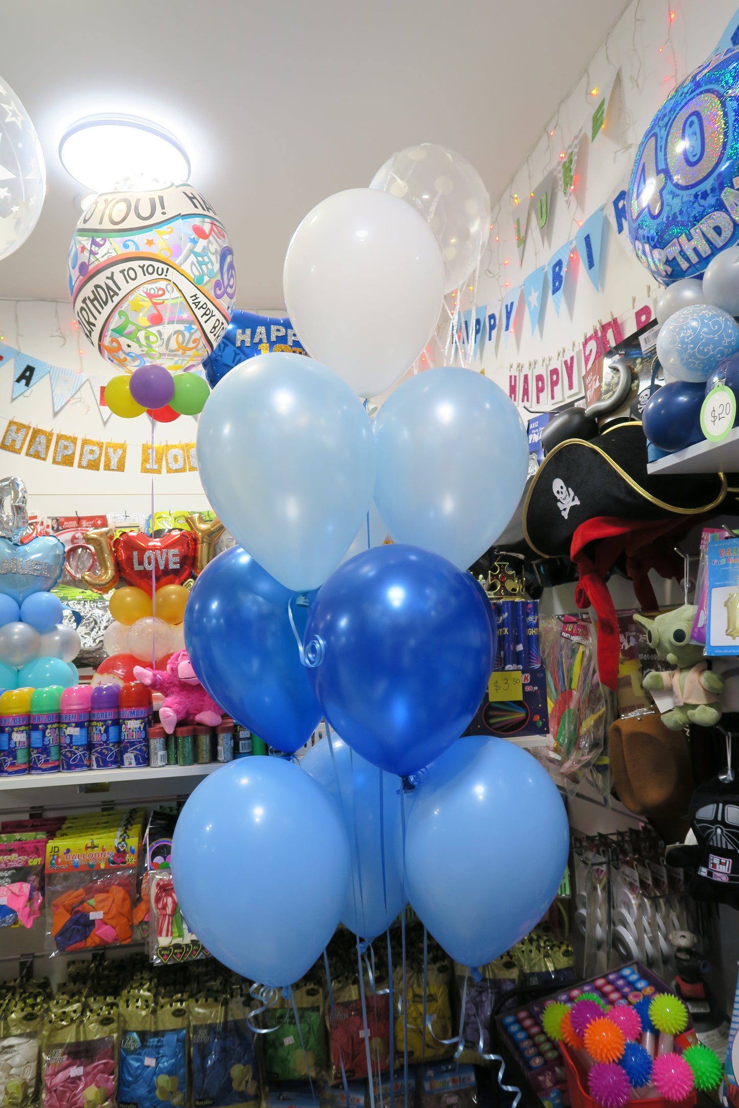 Baby Boy bubble balloon and 9 helium balloon  bouquet