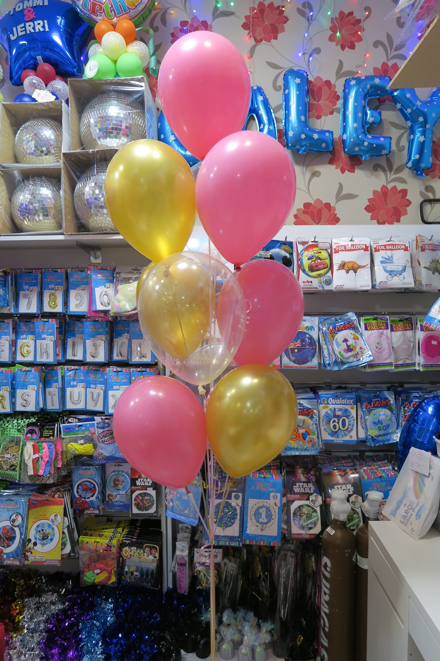 50th Bubble and 9 helium Balloon Bouquet