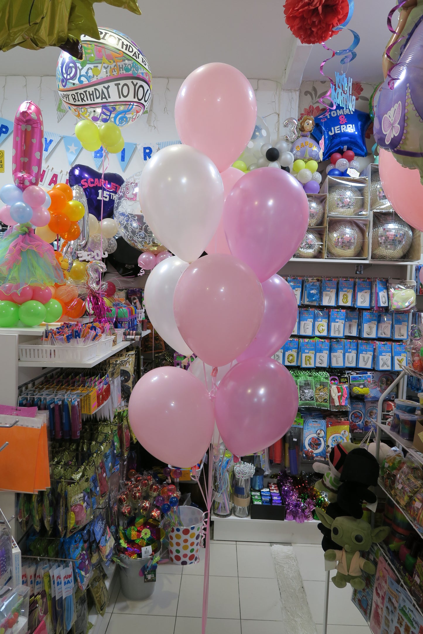 60th birthday double deco and 9 helium balloon bouquet