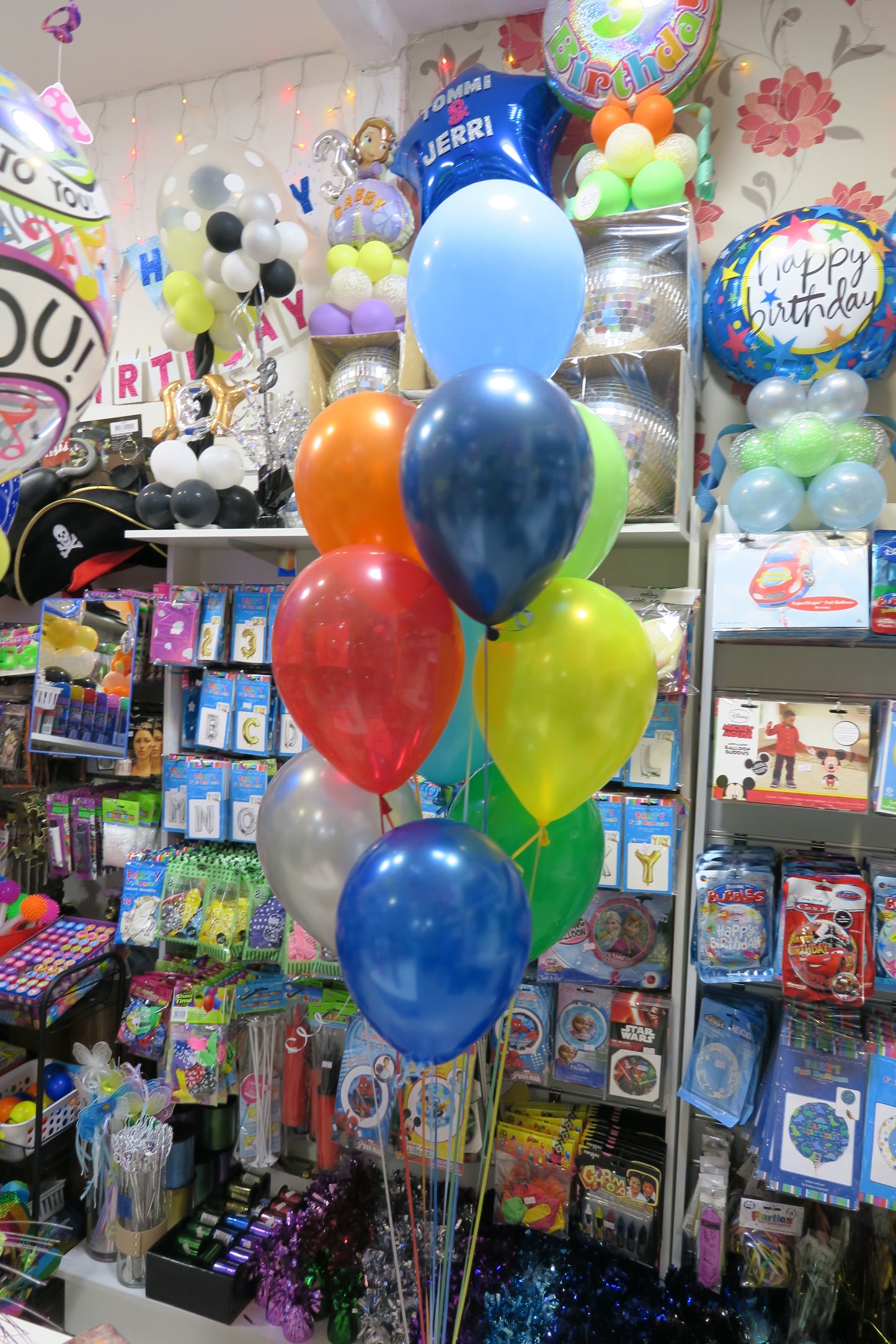 50th Birthday  Bubble and 9 helium Balloon bouquet