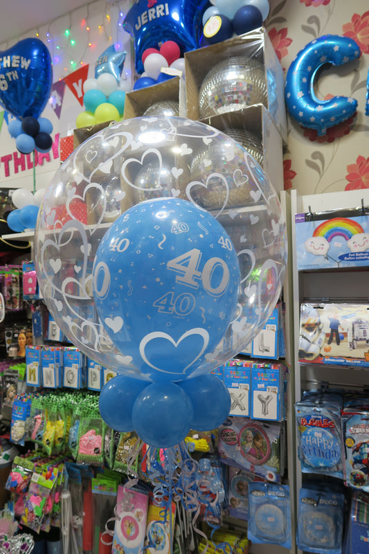 40th birthday double deco  helium balloon bouquet