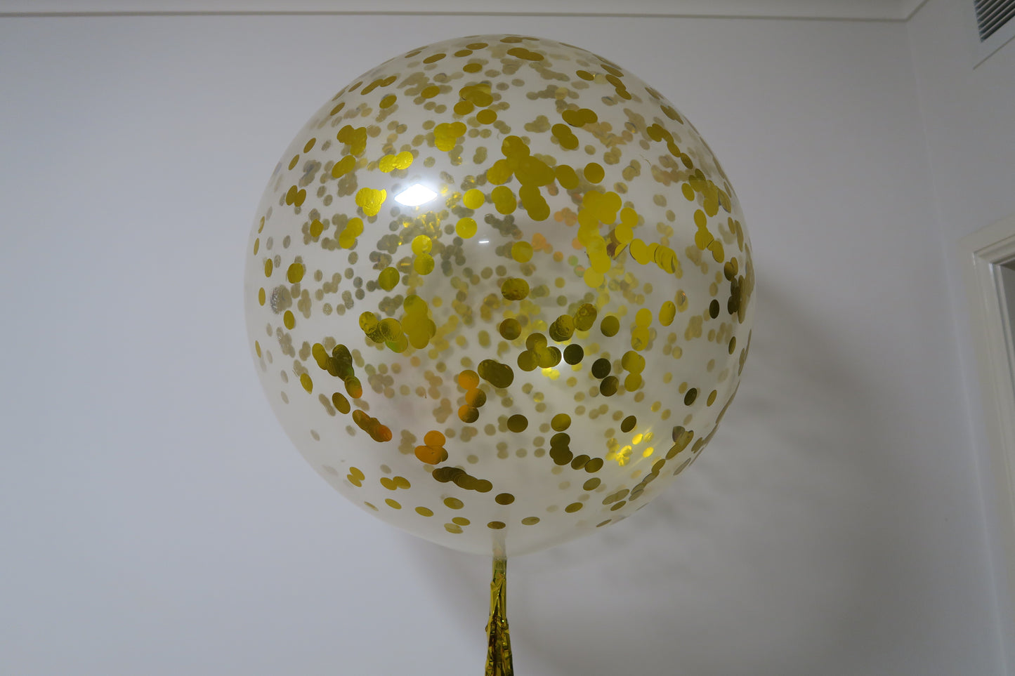 3ft clear gold confetti helium balloon
