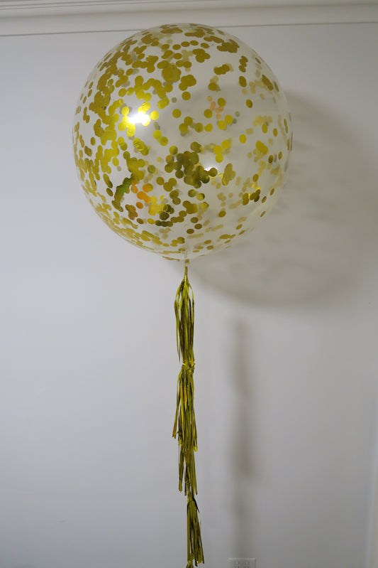 3ft clear gold confetti balloon
