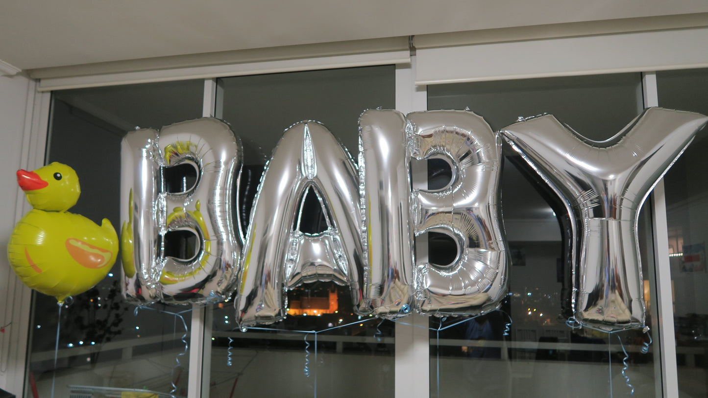 B A B Y and DUCK foil shape  helium balloon
