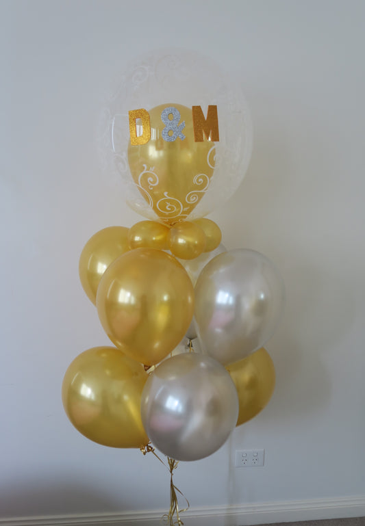 Engagement double bubble helium balloon bouquet