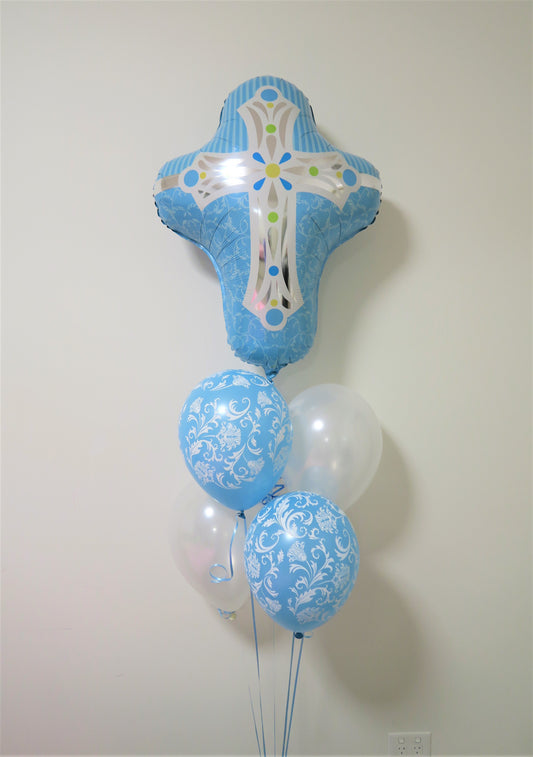 Baptism Communion Confirmation Cross Foil Shape  Balloon bouquet