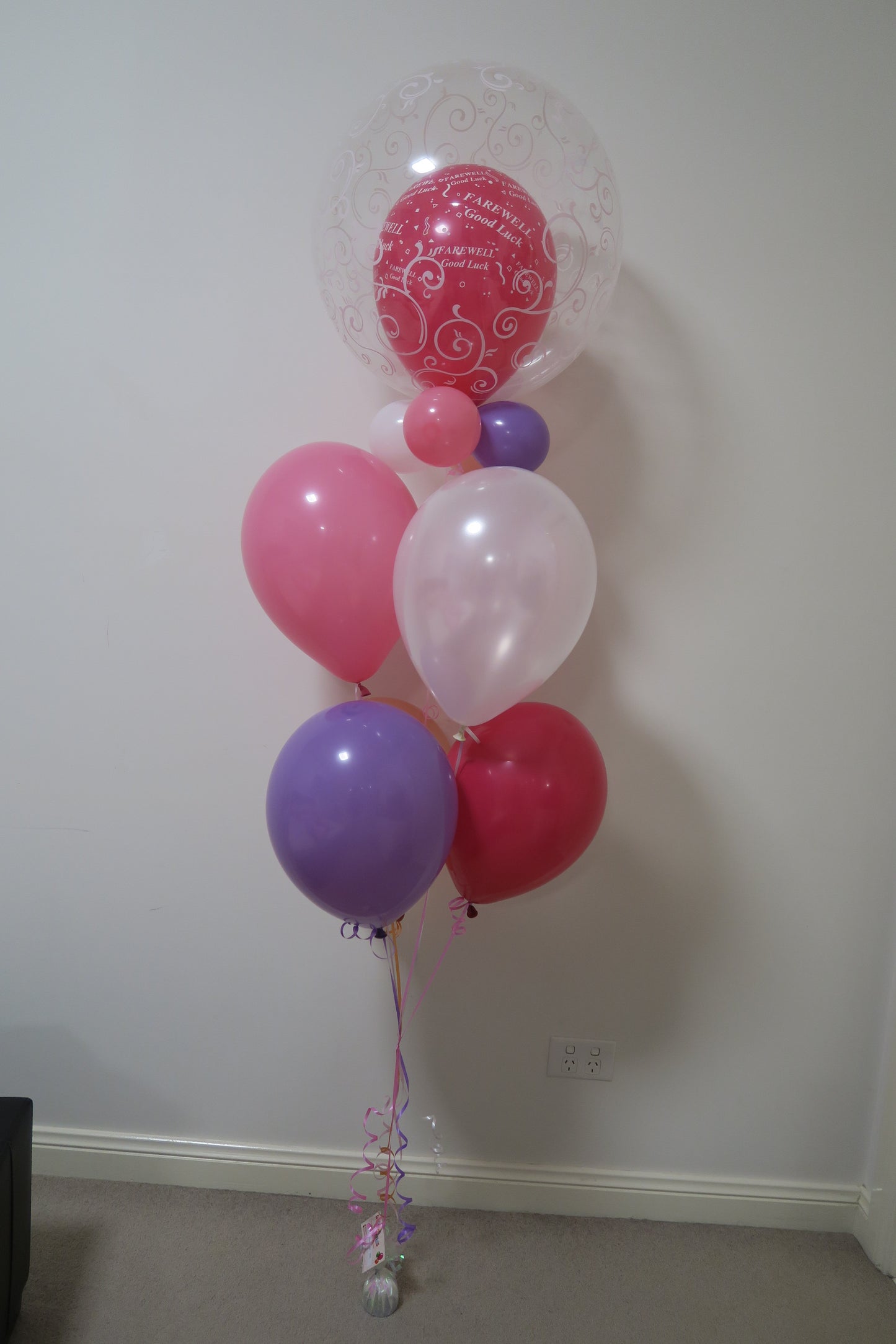Farewell Double Bubble  helium balloon arrangement
