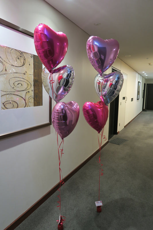 Heart Foil Shape helium  balloon bouquet