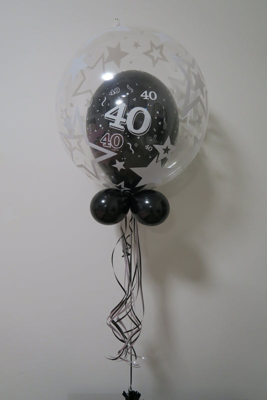 40th double deco helium balloon arrangement