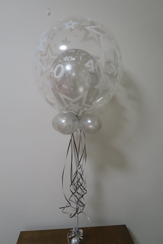 40th double deco and 9 helium balloon arrangement