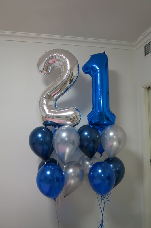 21st foil shape helium balloon arrangement